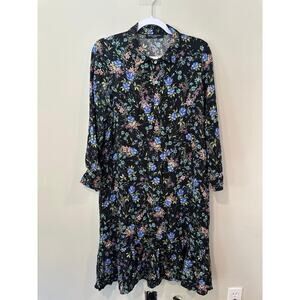 Pietro Brunelli Bella Maternity Dress Navy Floral Long Sleeve Midi Dress S 2287